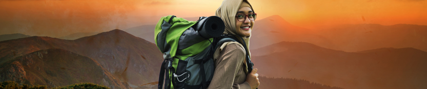 Young girl with a backpack